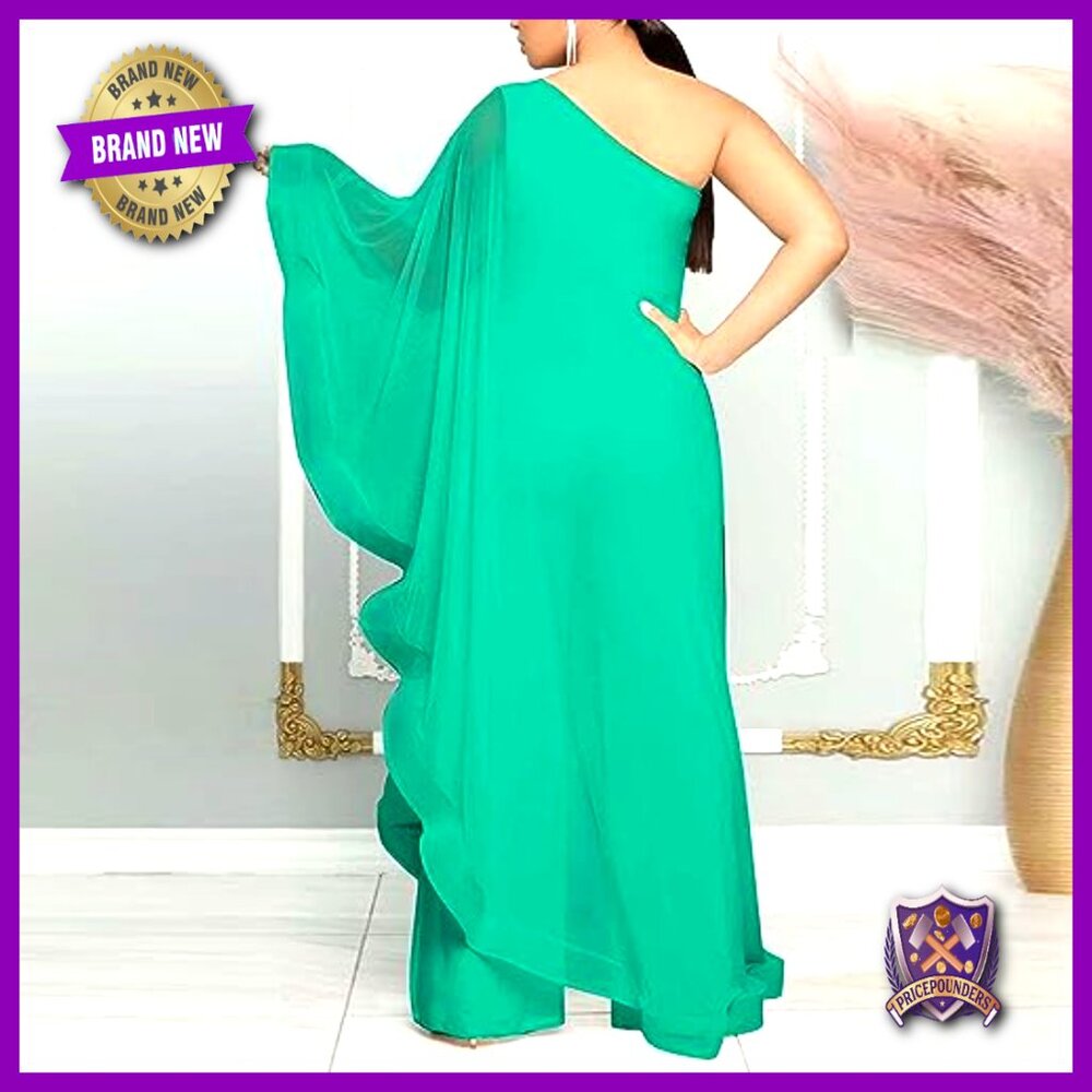 One Shoulder Ruffle Patchwork Wide Leg Jumpsuit E… - image 2